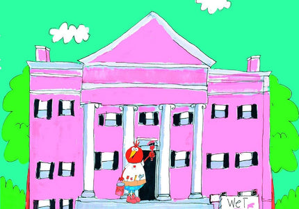 Cover of the book 'Christopher Wren: The Avian Architect' featuring an illustration of a bird painting a pink birdhouse in front of a bright green background.
