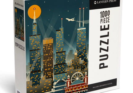Chicago Retro Skyline Jigsaw Puzzle