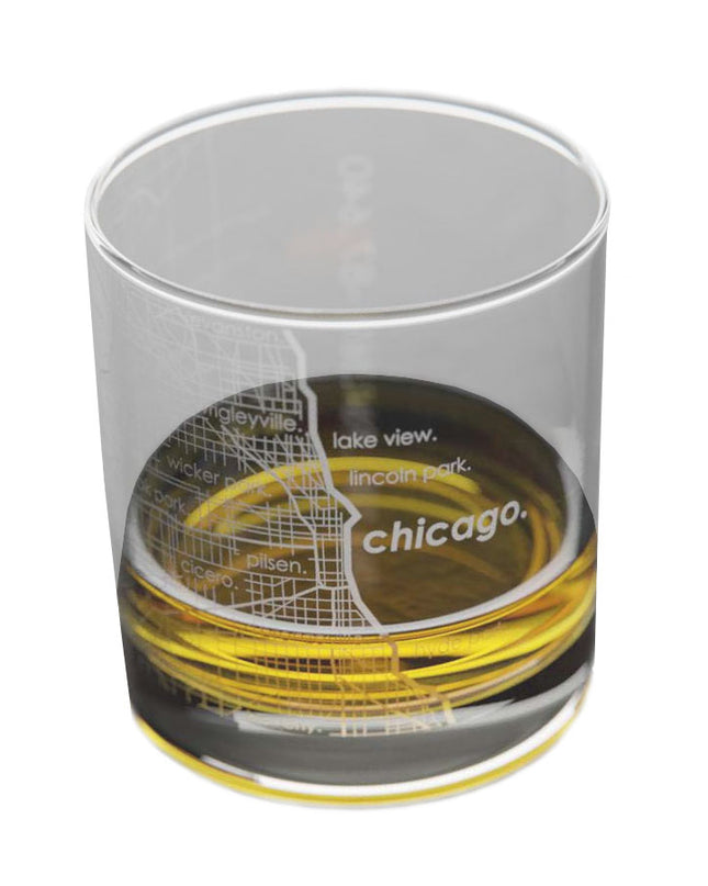 Chicago Map Rocks Glass