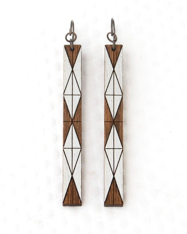 Mies Earring Walnut & Platinum