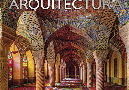 Cover of the book 'Maravillas de la Arquitectura' featuring an intricate and colorful architectural interior, likely a mosque, highlighting the beautiful patterns and design.