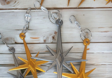 Starbursts Ornaments - Silver & Gold 4 Pack