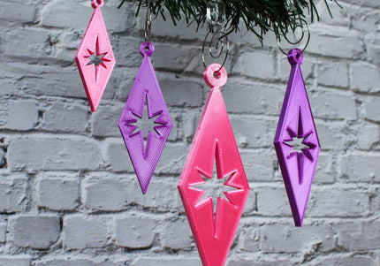 Retro Diamond Ornaments - Pink & Purple 4 Pack