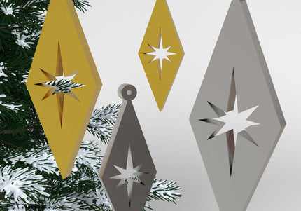 Retro Diamond Ornaments - Silver & Gold 4 Pack