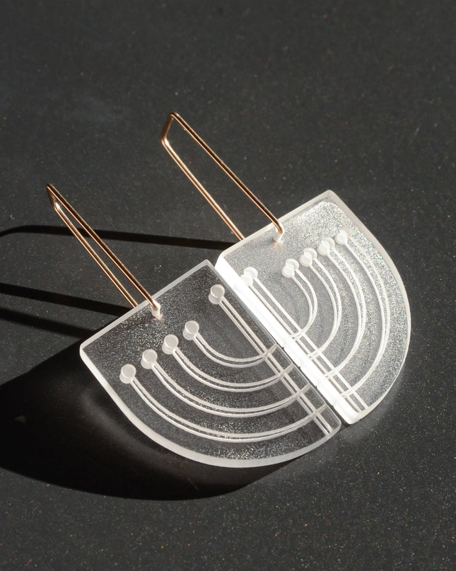Hanukkah Menorah Drop Earrings