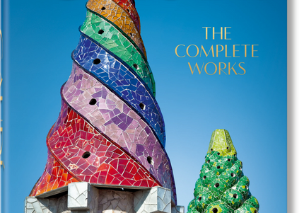 Cover of the book 'GAUDÍ: The Complete Works' featuring images of Gaudí's colorful architectural works and unique building designs.