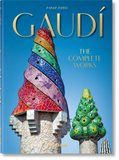 Cover of the book 'GAUDÍ: The Complete Works' featuring images of Gaudí's colorful architectural works and unique building designs.