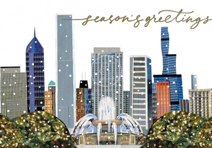 Chicago Garden White Holiday Cards - Set of 8