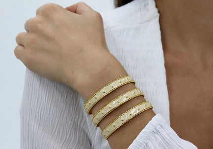 Dots Cuff Bracelet Beige Enamel
