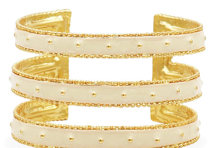 Dots Cuff Bracelet Beige Enamel