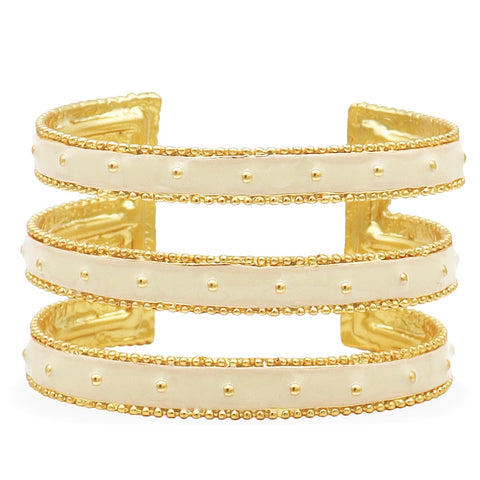 Dots Cuff Bracelet Beige Enamel