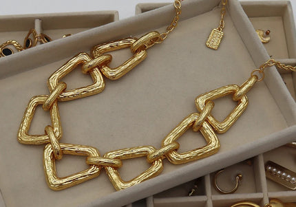 Geo Link Gold Collar Necklace