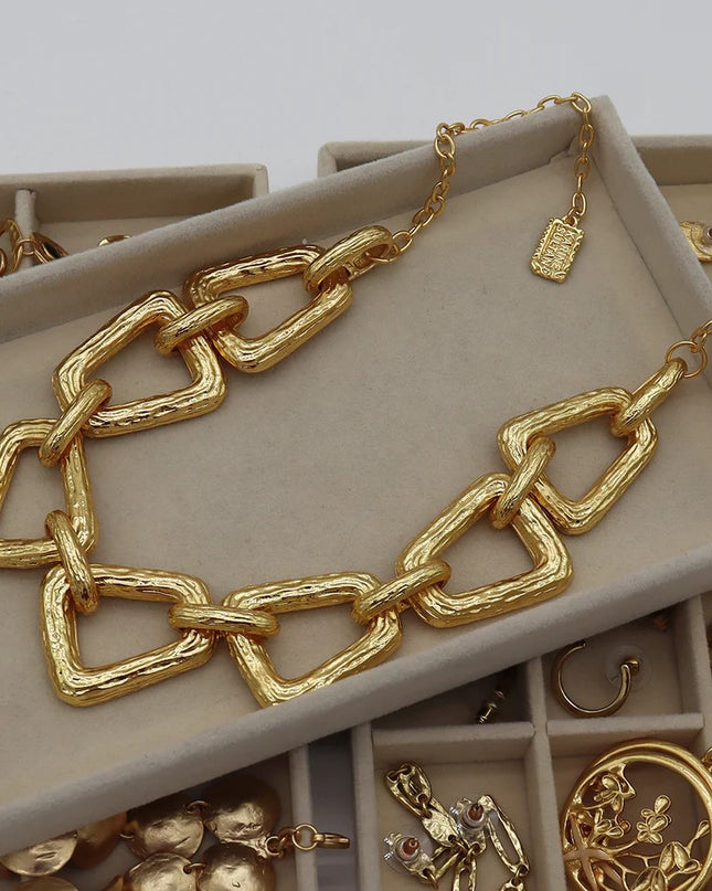 Geo Link Gold Collar Necklace