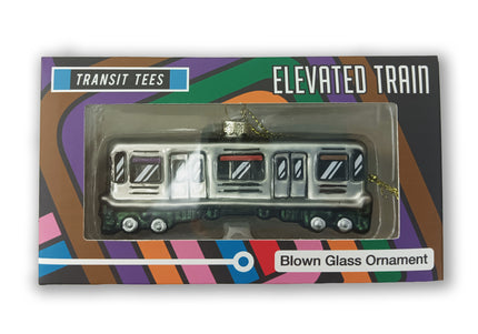 Elevated Train Blown Glass Ornament