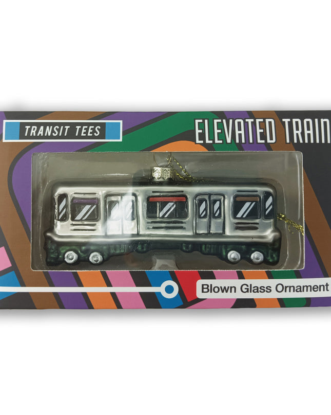 Elevated Train Blown Glass Ornament