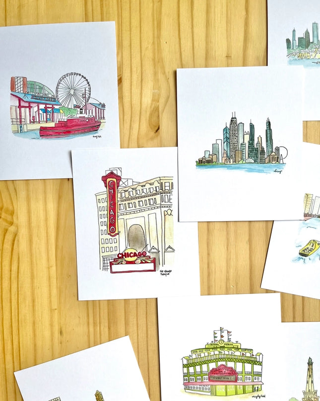 Chicago Watercolor Postcard Pack