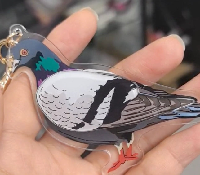 Pigeon Flapping Wing Fidget Bag Charm Keychain