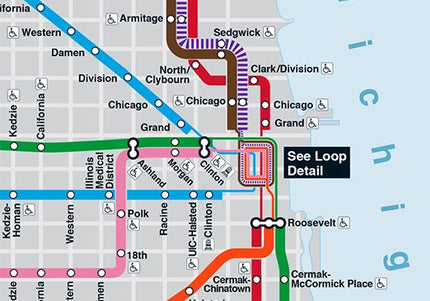 CTA Rail System Map Poster 22"X 28"