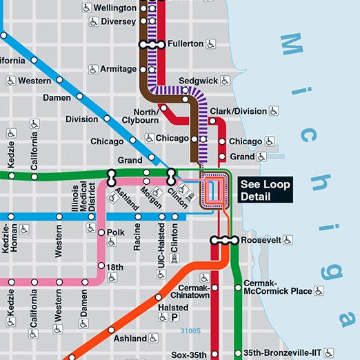CTA Rail System Map Poster 22"X 28"
