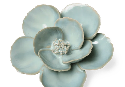 Milk Teal Poppy Ceramic Flower