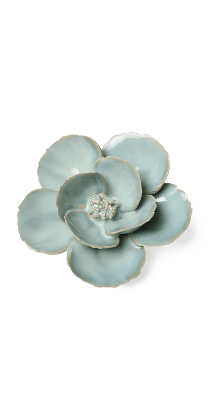 Milk Teal Poppy Ceramic Flower