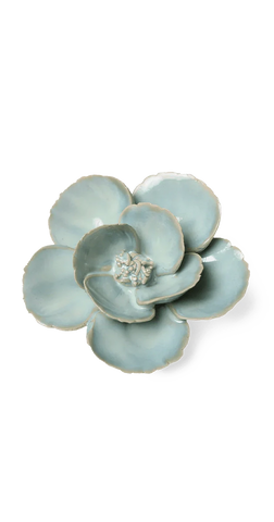 Milk Teal Poppy Ceramic Flower