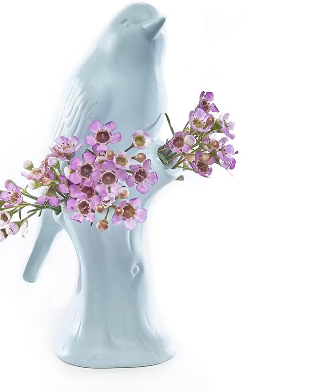 Bird Porcelain Modern Flower Vase - Baby Blue