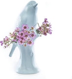 Bird Porcelain Modern Flower Vase - Baby Blue