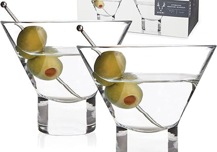 Raye Heavy-Base Stemless Martini Glasses