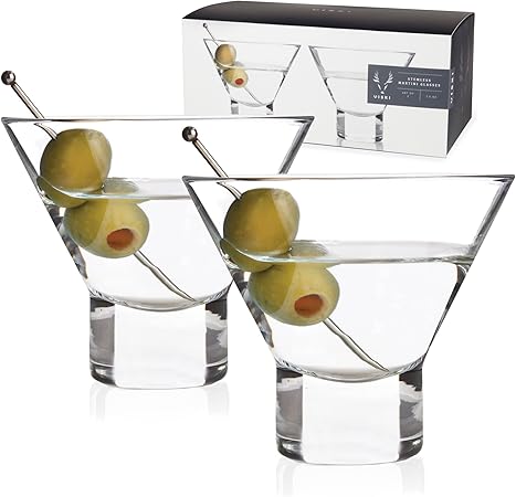 Raye Heavy-Base Stemless Martini Glasses