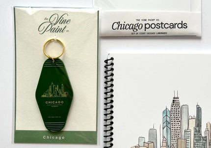 Chicago Keychain- Vintage Hotel- GREEN