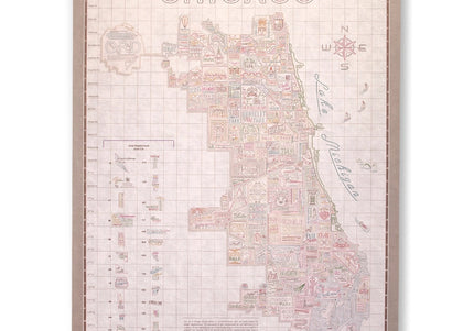 Vintage White Neighborhood Map Poster 22"X 28"