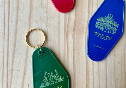 Chicago Keychain- Vintage Hotel- GREEN