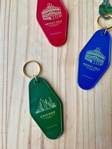 Chicago Keychain- Vintage Hotel- GREEN