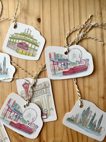 Chicago Gift Tags- Watercolor