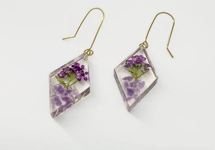 Botanical Resin Flower Lavender Earrings