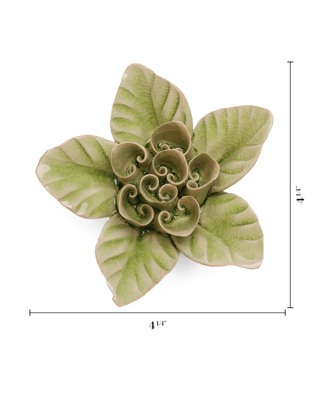 Peridot Green Maiden Lotus Ceramic Flower