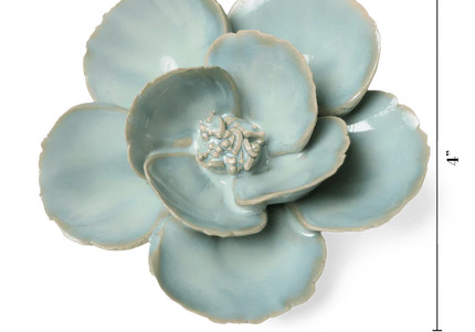 Milk Teal Poppy Ceramic Flower