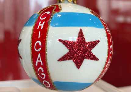 Chicago Star Glass Ornament