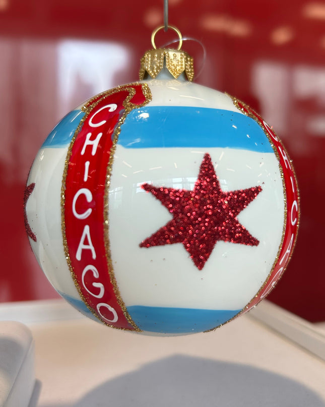 Chicago Star Glass Ornament