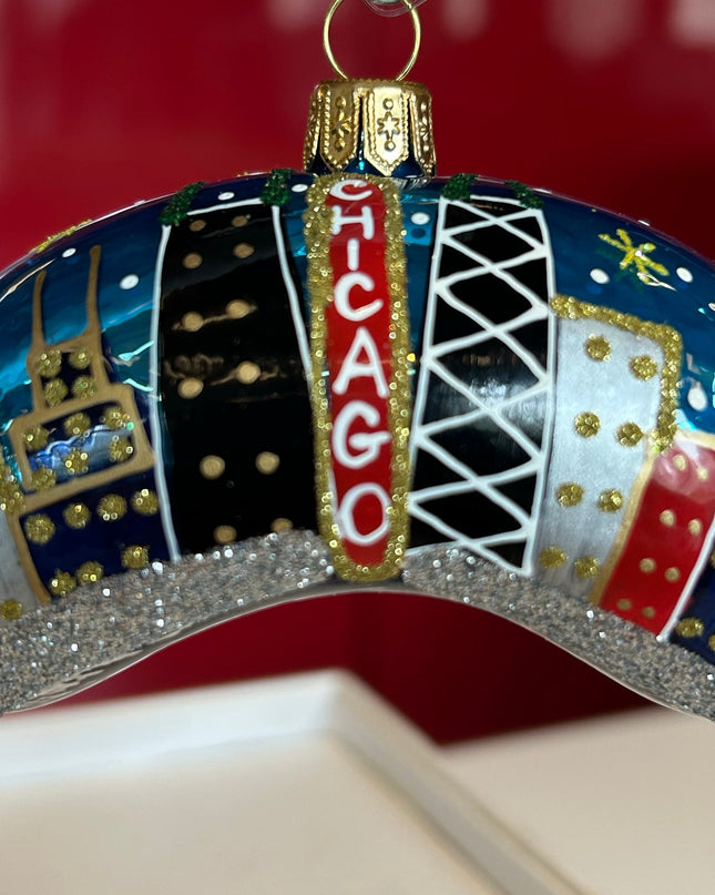 Chicago Skyline Bean Glass Ornament
