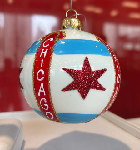 Chicago Star Glass Ornament