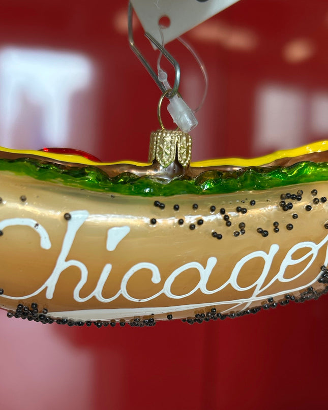 Chi Hot Dog Glass Ornament