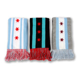 Chicago Flag Knit Scarf Grey