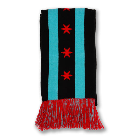 Chicago Flag Knit Scarf Black