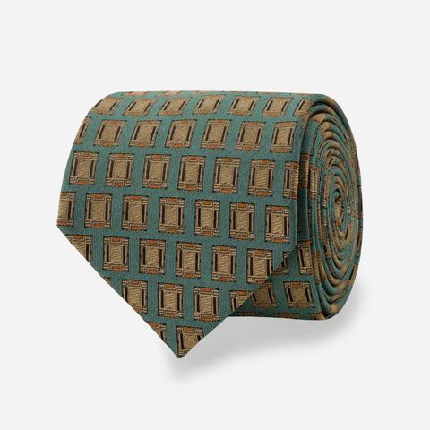 FLW Midway Gardens Facia Stone Tie - Blue