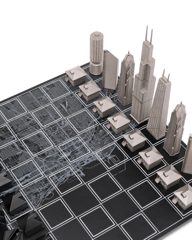 Chicago Skyline Stainless Steel Chess Set