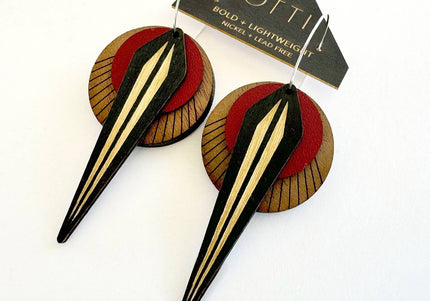 Naja Oxblood Leather + Birch Earring