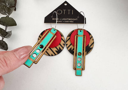 Southwestern Leather + Birch Earrings: Wright