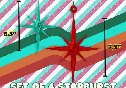 Starbursts Ornaments - Black & White 4 Pack